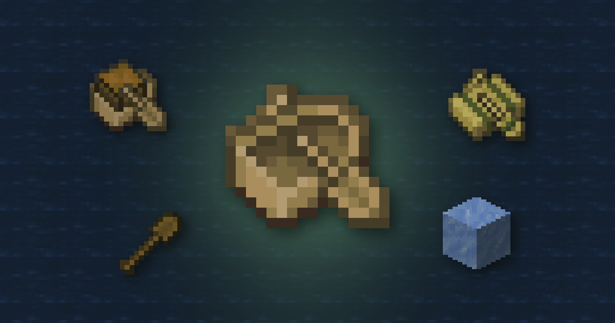 An oak boat surrounded by a chest boat, a bamboo raft, a wooden shovel and packed ice on water