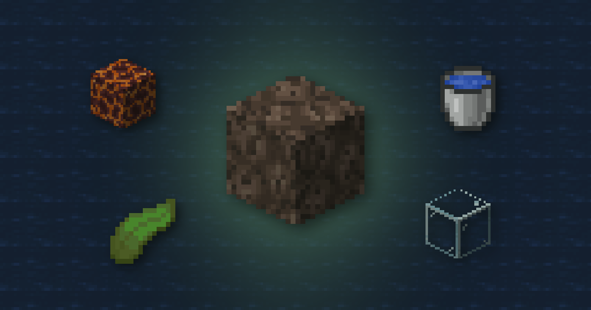 Soul sand surrounded by a magma block, a water bucket, kelp and glass on water