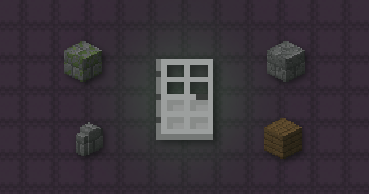 An iron door with mossy, cracked and normal stone bricks, a stone brick wall and spruce planks