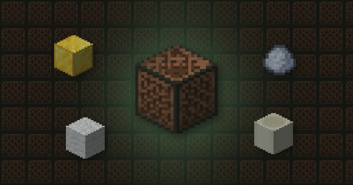 A note block surrounded by a gold block, clay, white wool and a bone block on note blocks