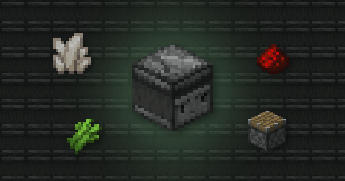 An observer surrounded by nether quartz, redstone, sugar cane and a piston