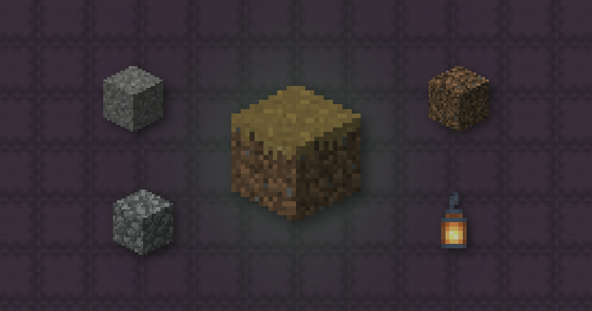 A dirt path with gravel, coarse dirt, cobblestone and a lantern